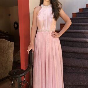 Speechless Blush Pink Embellished Prom Dress